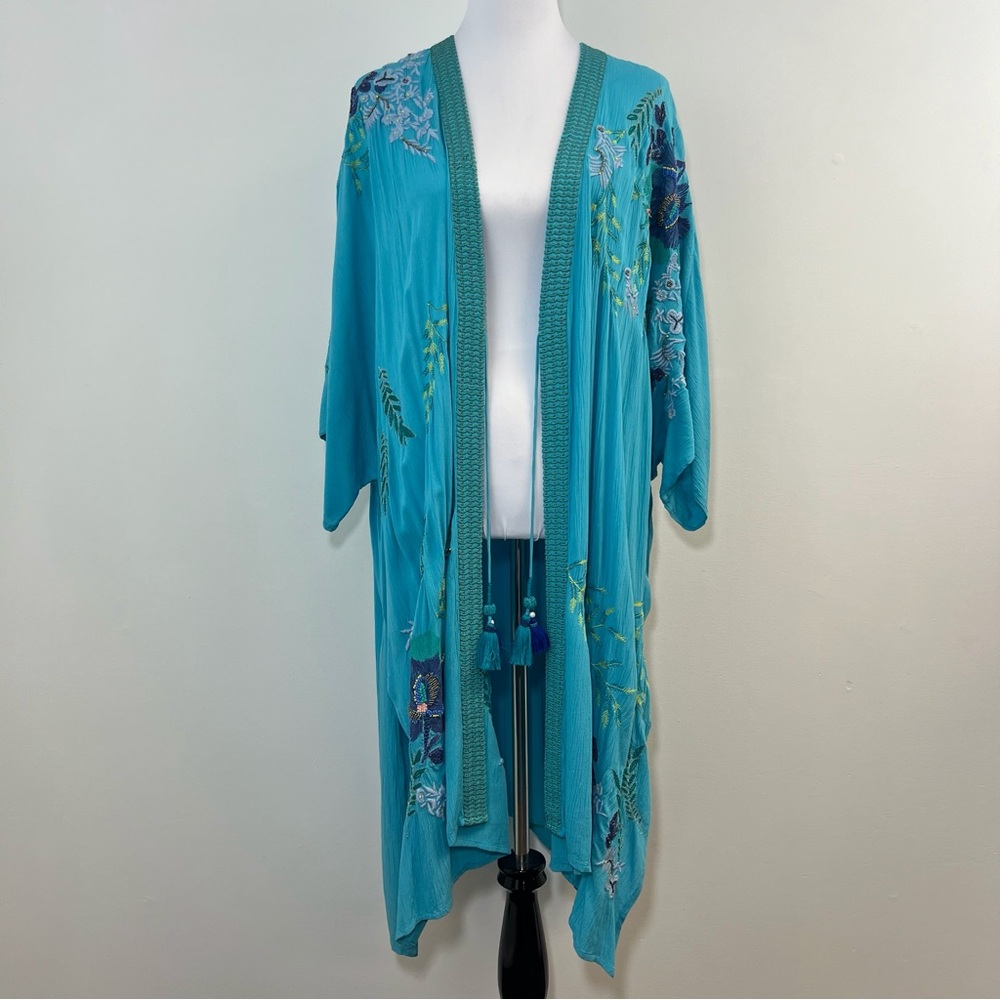 CHICO’S Embroidered Kimono Duster